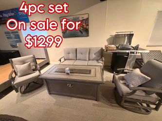 4-Piece Outdoor Patio Furniture Set with Fire Pit Table
