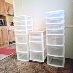 "PAIR" OF WHITE STERILITE "7" DRAWER AND A "4" DRAWER STORAGE UNIT 