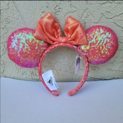 Disney Minnie Mouse Coral Sequin Ears Headband