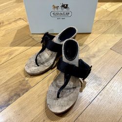 COACH Bernadette Patent and Nylon Banded Wedge