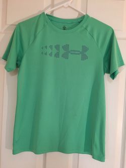 Under Armour Short Sleeve Performance Tee in Mint Green Under Armour Tech T-Shirt Boys YXL Green Logo Short Sleeve Gym Performance