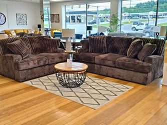 Aylesworth Chocolate Living Room Set, Sofa & Loveseat