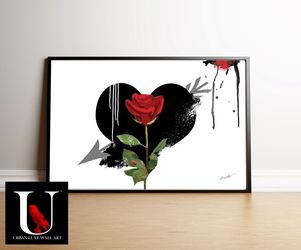 Big 24x36 Framed Art Print - Rose Heart