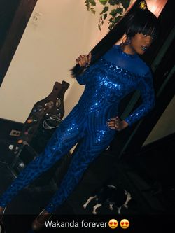 Blue one piece sequin jumpsuit!!! Worn once! $20 size small!!