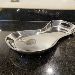 Nambé Morphik Metal Alloy 18” Handle Tray Can Be Heated/Chilled for Serving Food