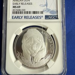 2017 NGC MS69 AFRICAN LION 1oz SILVER COIN