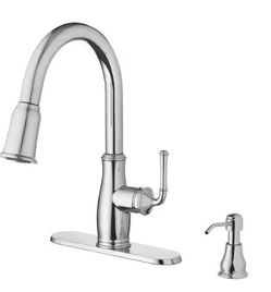 Faucet, Kagan Chrome 15 in. H Pull Down Sprayer Kitchen Faucet