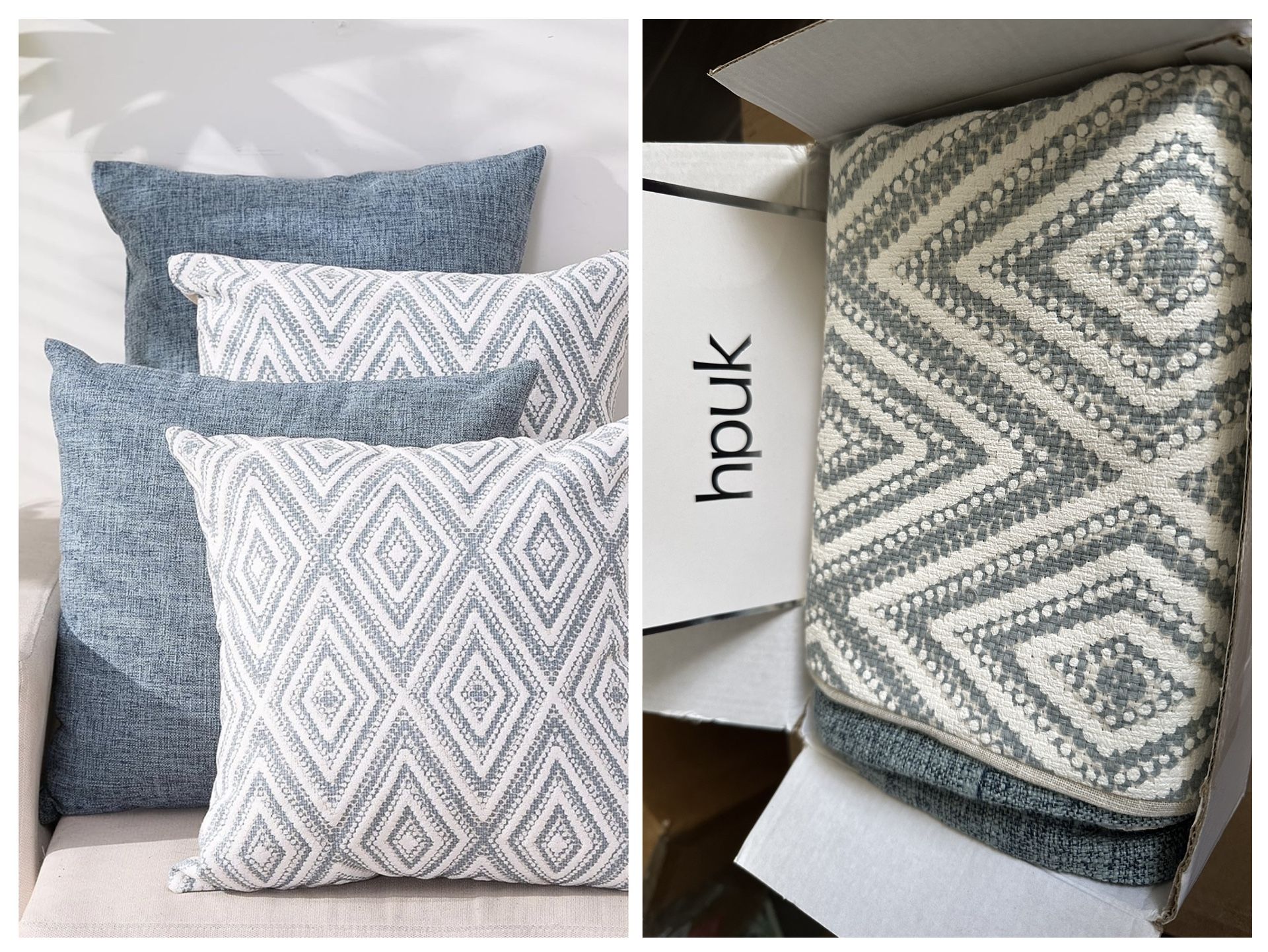 HPUK Decorative Pillow Covers Only Set of 4 Square Couch Pillows Linen Cushion Cover for Couch Sofa Living Room, 18"x18" inches, Blue