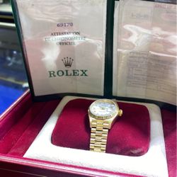 Ladies President Full Box Papers 26mm 18k Yellow Gold Brand New Buy Sale Trade