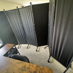 6-Panel Folding Room Divider – 6 FT Privacy Screen w/ Wheels