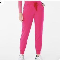 Figs Shocking Pink Zamora Jogger Pants Large Petite