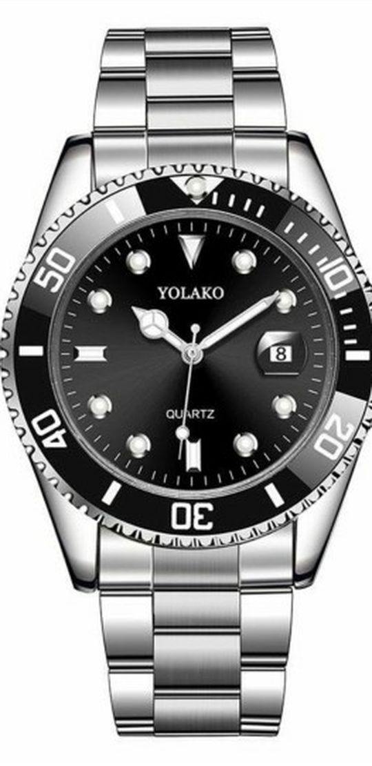 Black Waterproof Men's Fashion Watch Steel Strap Quartz