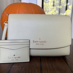 Kate Spade Madison Flap Crossbody Bag Mint Green Leather Chain KC586 NWT