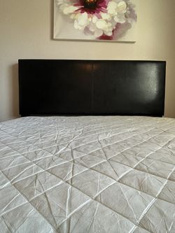 Black Faux Leather Queen Bed