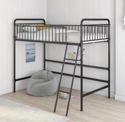 Twi n Metal Loft Be d, Black