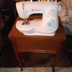 Antique Table & Sewing Machine 