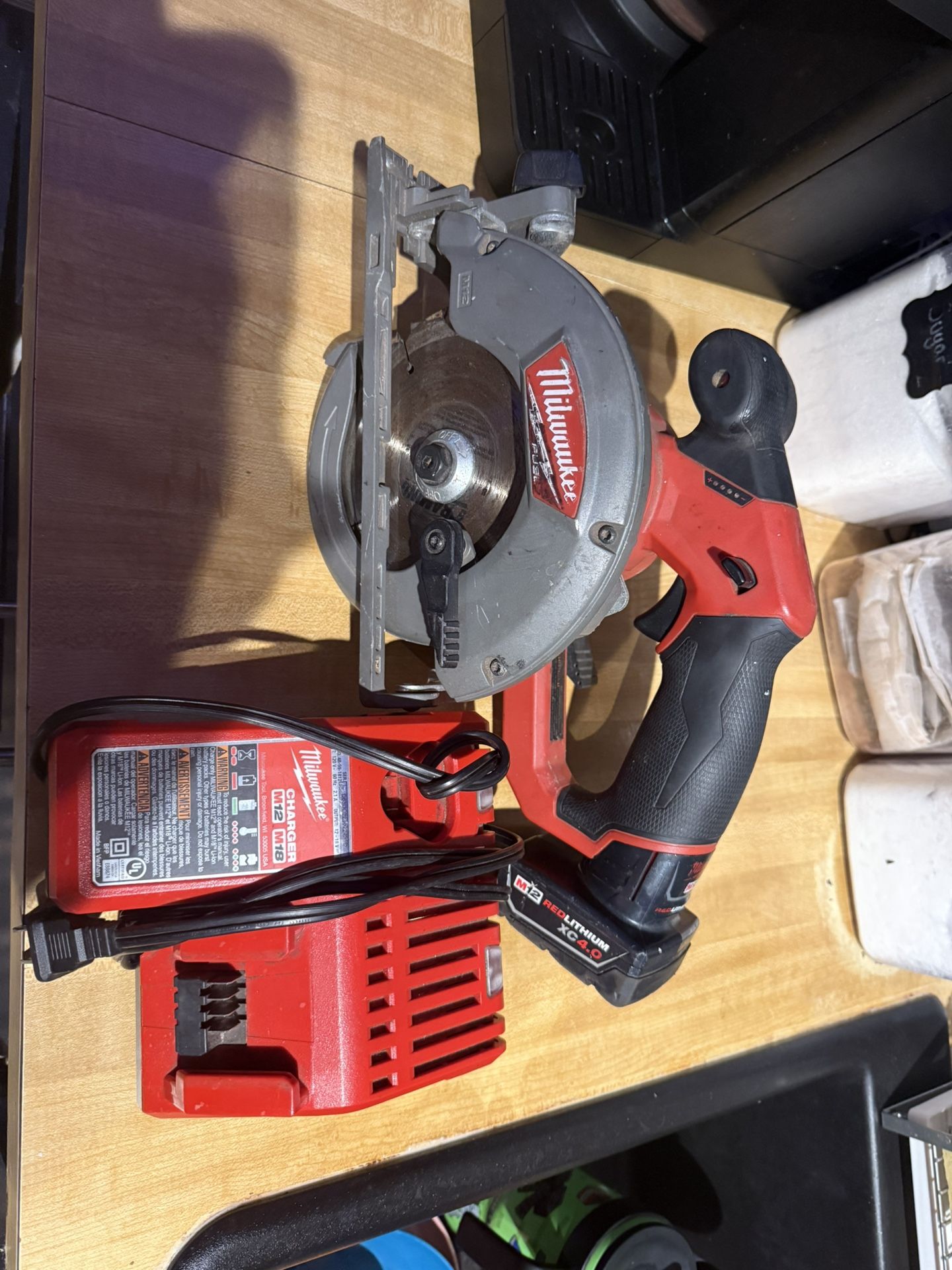 M12 FUEL 12V Lithium-Ion Brushless 5-3/8 in. Cordless Circular Saw 4ah battery and charger $120 firm