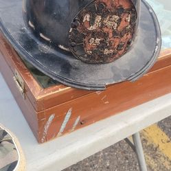 Vintage Ed Bullard Hard Boiled Firefighter Helmet Ribbed Fire Hard Hat 