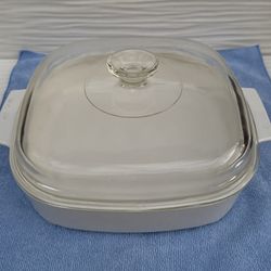 Vintage White Corning Microwave Browning Dish MW-A-10 With Lid