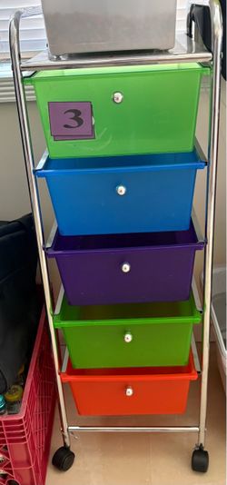 Plastic tray bin/ rolling cart organizer
