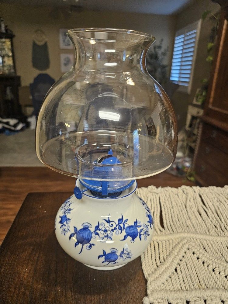11.5” Vintage Bavarian Porcelain Oil Lantern by Lamplight Farms