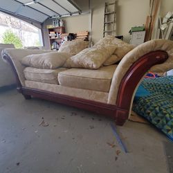 sofa couch set(two pcs) with wood inlay