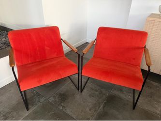 Scandinavian Designs Red Orange Tate Lounge Chair Set of 2