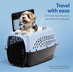 Petmate Dog Crates for Small Dogs & Cat Carriers, Two-Door Plastic Pet Kennel, Top & Front Loading, Made in USA, 24", Blue