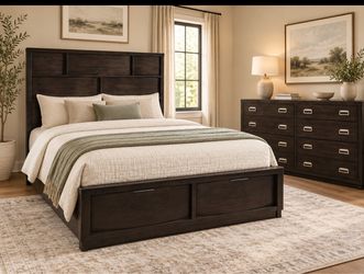 Queen Dark Wood Storage with Dresser/Mattress