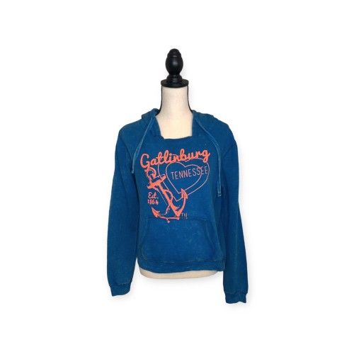 Gatlinburg Tennessee Blue Pullover Hoodie With Heart And Anchor