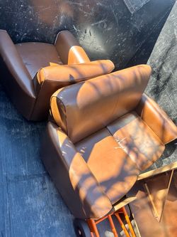 Brown Leather Seats Set