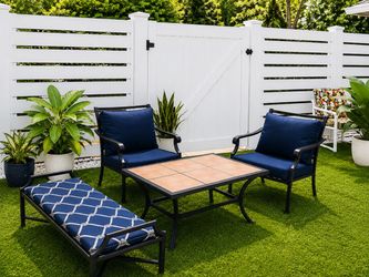 Outdoor Patio Furniture Set with Tile Coffee Table