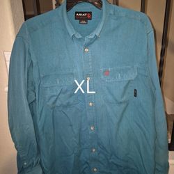 ARIAT FRC GLEN GUARD FEATHER LIGHT WEIGHT TEAL BUTTON UP SHIRT 