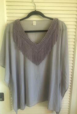 Women’s blouse with fringe Purple Gray one size