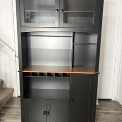 Tall Kitchen Pantry Cabinet with Built-In Charging Station