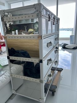Mirrored Steamer Trunk Dresser