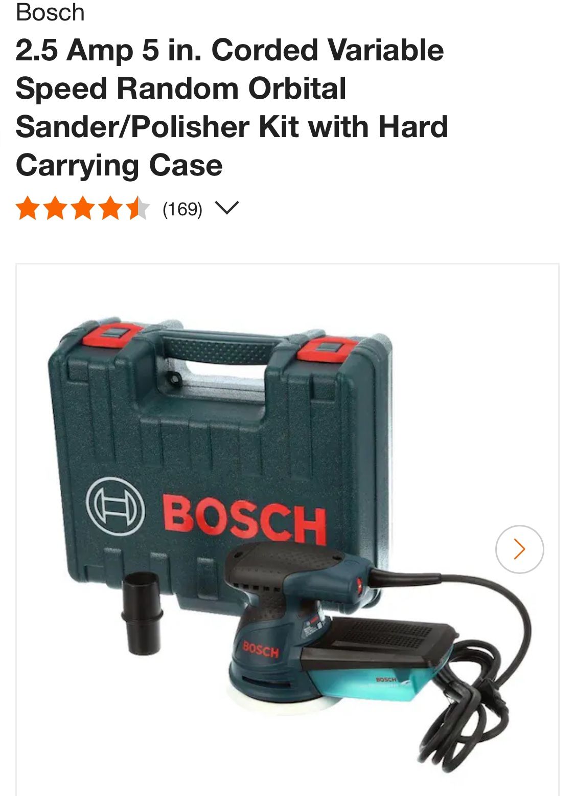 $40-bosch 5 Inch Orbital Sander With Hard case