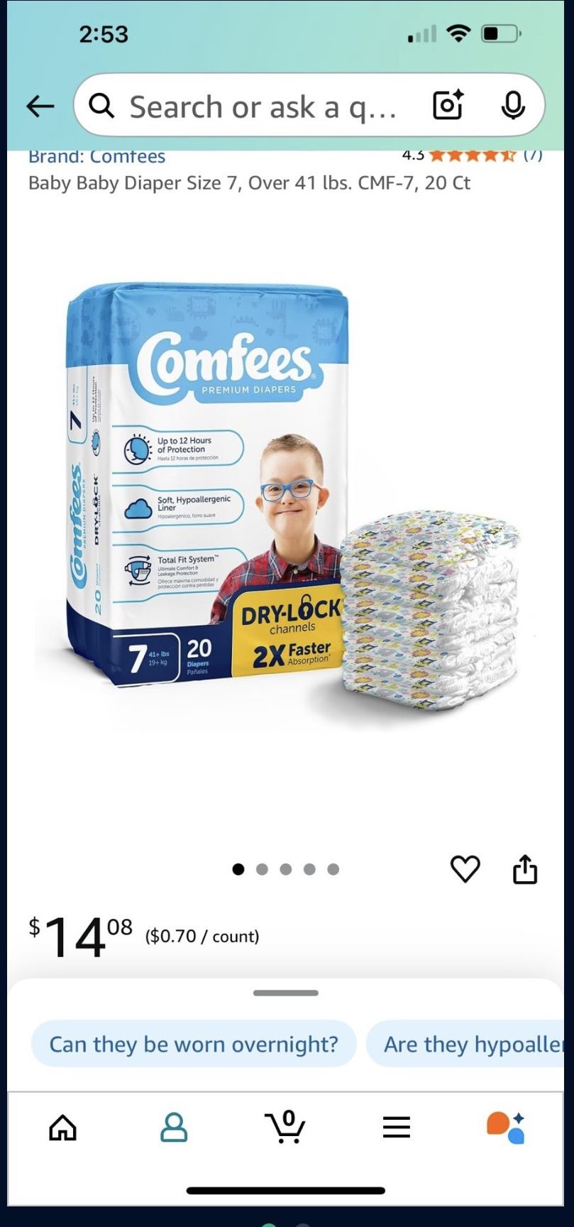 Comfees Size 7 Diapers
