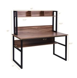 Computer Desk With Bookshelf Storage