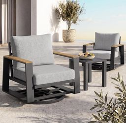 Brand New 3-Piece Outdoor Patio Furniture Set – 360° Swivel Chairs & Table – Sealed Box