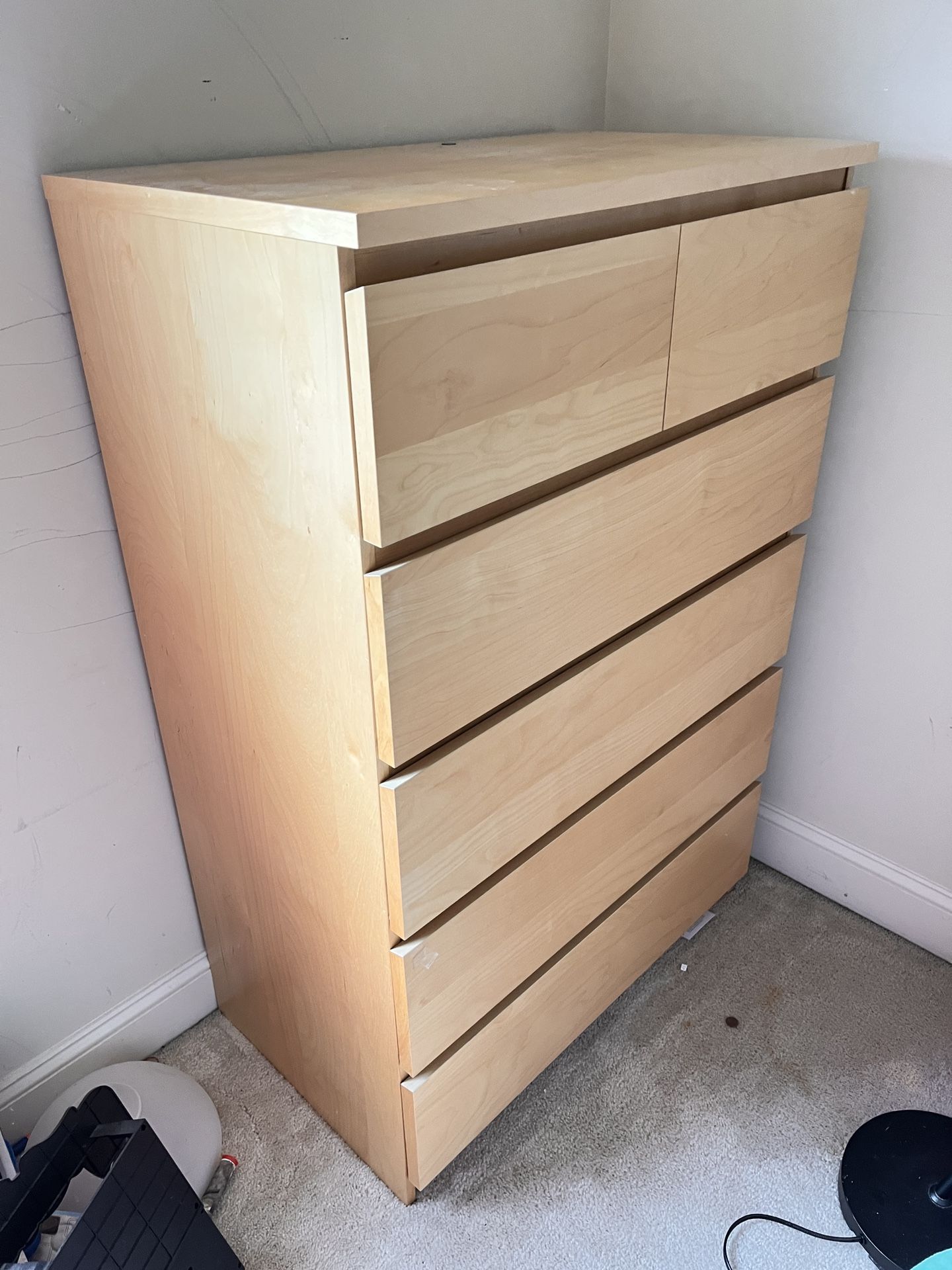 IKEA MALM 6-Drawer Dresser – Light Birch Finish – $100