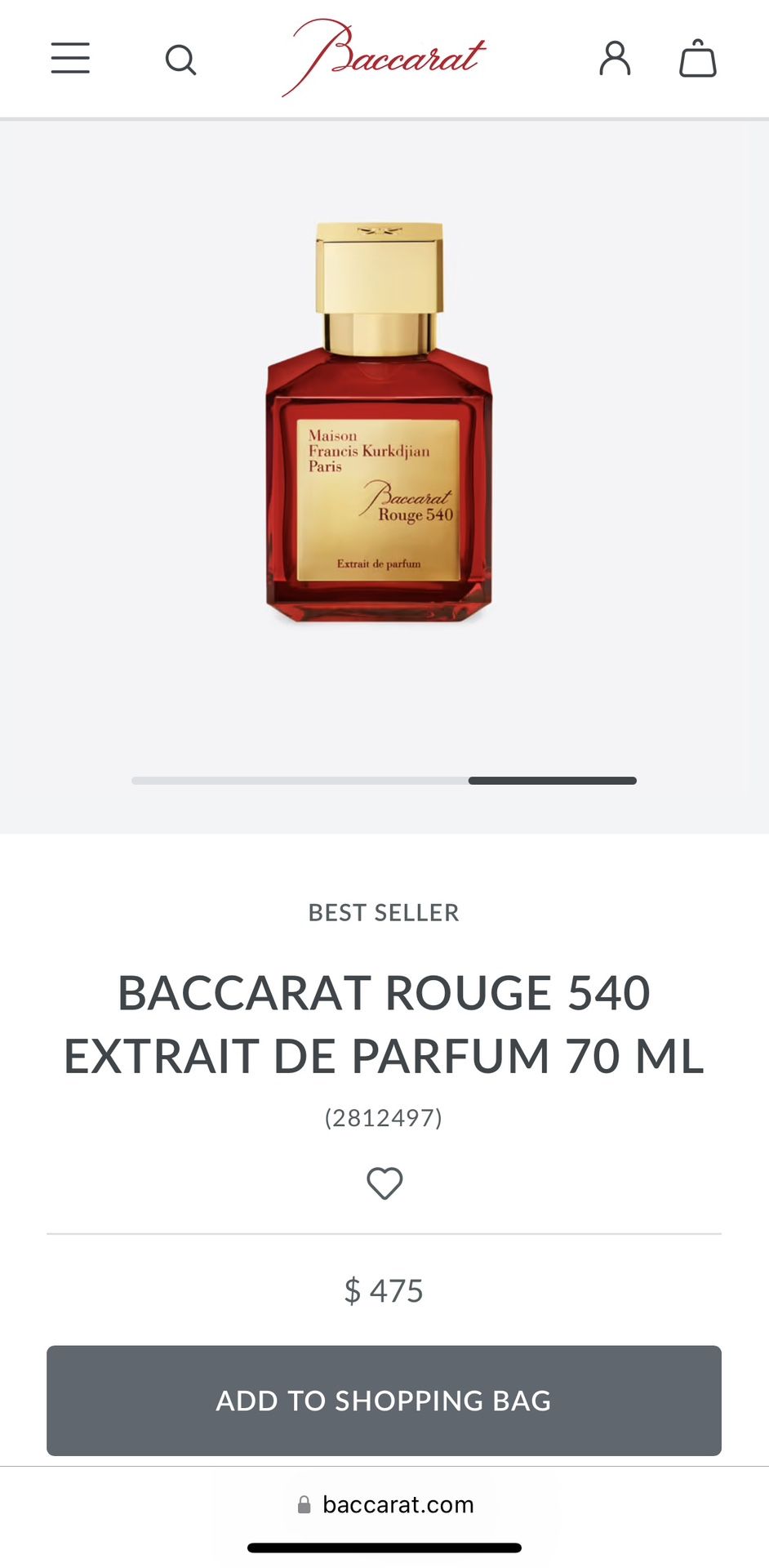 BACCARAT ROUGE 540 EXTRAIT DE PARFUM 70 ML
