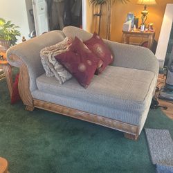 Loveseat / Chaise-Style Sofa with Solid Wood Trim – Clean & Sturdy