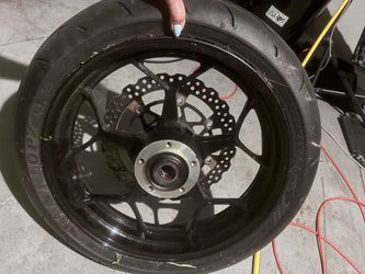 Motorcycle Wheel with Tire and Brake Rotors