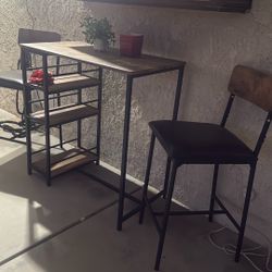 Dining Table Set for 2, Counter Height Kitchen Table with 2 Upholstered Bar Stools