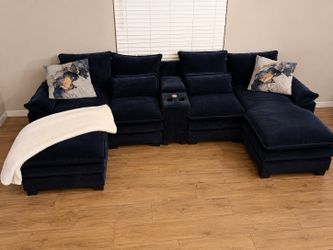 Navy Blue USB port Couch