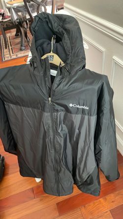 Columbia Black with  dark Gray Rain Jacket,sizeXXL,Tall,New.