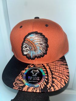 Black/Orange Skull Patch SnapBack Cap