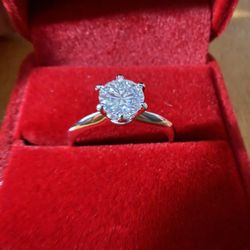 Moissanite 1CT Ring Sterling Silver
