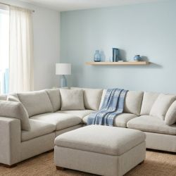 Beautiful + Affordable + Thomasville Lowell Cream 6 Piece Sectional Sofa + Couch & Ottoman